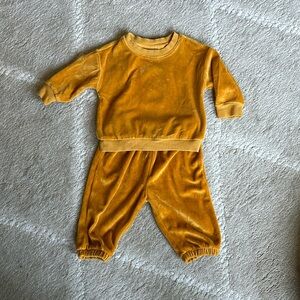 yellow valor/velvet sweat suit for baby